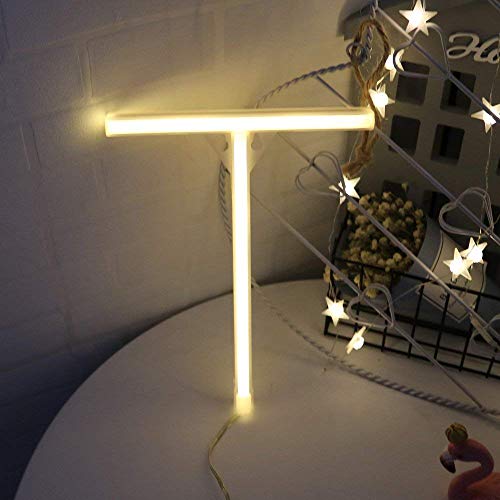 Image of ENUOLI Neon Letter Lighting up Words Neon Sign Alphabet Letter Sign(T) | Battery /USB Operated LED Marquee Word Neon Lamps Party Accessories Wall Hanging Decor for Birthday Wedding Party Bar Bedroom
