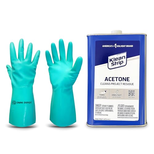 Acetone 16oz Premium Industrial-Grade Klean Strip Acetone Solvent for Cleaning, Stripping, Thinning, Fiberglass & Epoxy Resin Versatile Paint & Adhesive Remover Bundled with Omni Depot Gloves