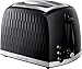 Russell Hobbs Honeycomb 2 Slice Toaster (Extra wide slots, High lift feature, 6 Browning levels, Frozen/Cancel/Reheat function, Removable crumb tray, 850W, Black, Textured high gloss) 26061