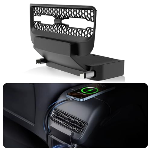 DGXWLLW USB Hub for Tesla Model Y 2020-2024 Model 3 2020-2023 Rear Vent, 54W Multi Port Center Console Fast Charger Rear AC Vent Air Outlet Expansion Cover Docking Station with Retractable Cables