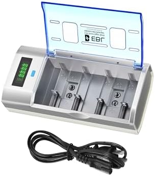 EBL Universal AA AAA C D 9V Battery Charger, LCD Smart Individual Charger with Discharge Function Fast Charging for AA AAA C D 9V Ni-MH Ni-CD Rechargeable Batteries