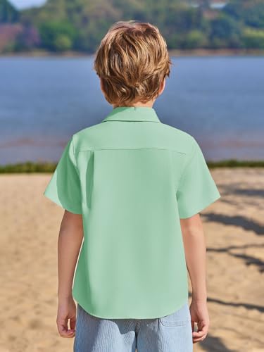 Image of Haloumoning Boys Short Sleeve Dress Shirts Button Down Formal Uniform Shirt