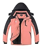 Spmor Women's Waterproof Ski Jacket Hooded Snowboard Coat Windproof Winter Snow Outwear Pink XX-Large