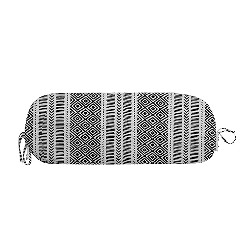 Image of Trance Home Linen Premium 16x32 Inches 100% Cotton Bolster Covers Set of 2 | Anti-Pill 200 Tc Thread Count | Dewan Bed Round Pillow Cover with Tie Knot (Aztec Black - Pack of 2)