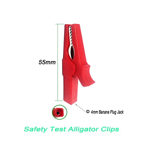Image of 5 Pairs Fully Insulated 30A Safety Test Alligator Clips | With Banana Socket and 4mm Banana Plug Connectors ideal for Automotive Electrical Testing Battery Connection (Red+Black)
