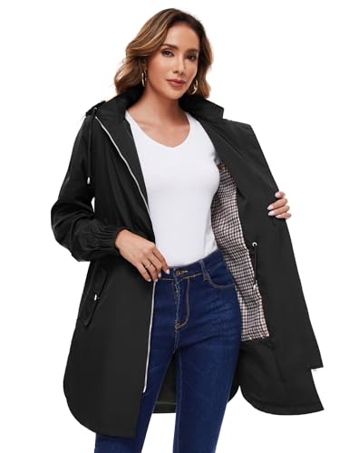 Bloggerlove C0901-B-XL Rain Jackets For Women Waterproof Lightweight Lined Women'S Raincoats thumb #4