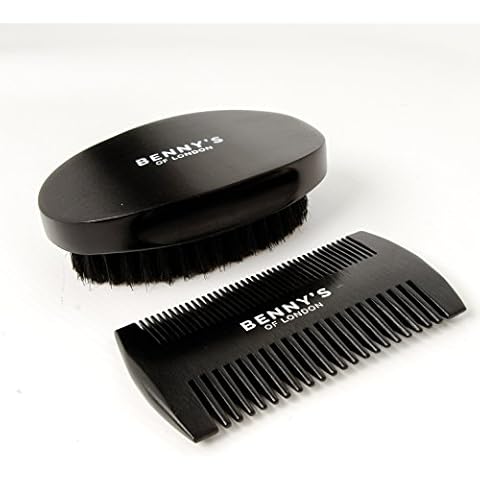 BENNY'S | BEARD BRUSH & COMB GIFT SET |Beard Brush and Comb Set for Men, Natural soft Boar Bristle Brush & Wooden Comb for Beard Styling in a Luxury GIFT BOX Cover