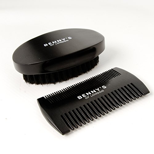 BENNY's Brosse et Peigne à Barbe - Cadeau | Ensemble brosse et peigne à barbe pour homme, brosse en poils de sanglier et peigne en bois pour le style de la barbe dans un coffret cadeau de luxe Cover