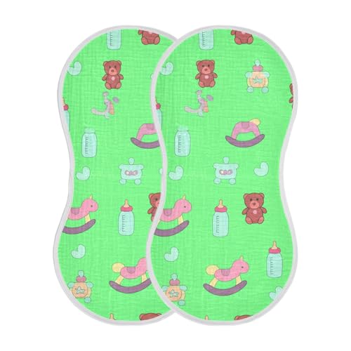 4 Pack Baby Burp Cloths, Soft Absorbent Burping Cloths for Babies, Cotton Milk Spit Up Rags, Large Size for Newborns, Baby Boys and Girls (Baby Toys Pattern)3