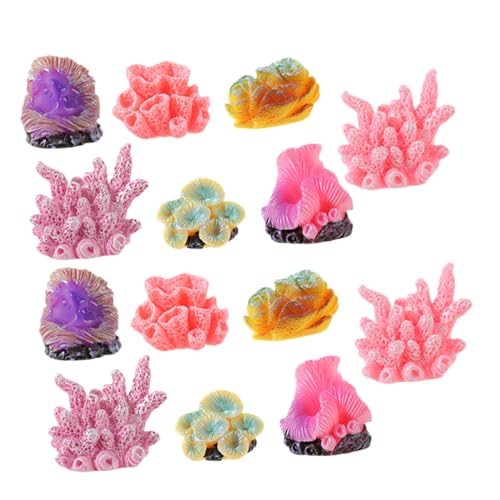 Mipcase 14個 人工珊瑚水槽装飾品 樹脂製フェイクコーラル 観賞魚水族館テラリウム用耐久性 な水中オーナメント 水槽レイアウトアクセント