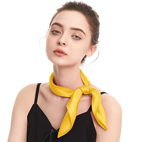 Zando Silk Head Scarf for Women Square Chiffon Scarf for Hair Wrapping Solid Color Retro Scarfs Neck Scarf Purse Scarf3
