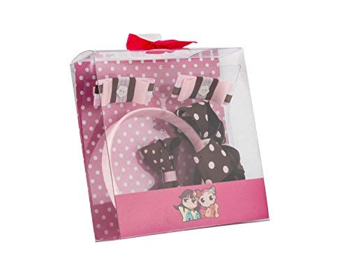 Image of Babies Bloom Designer Red Hair Bow, Baby Headband and Hair Accessory Set (Set of 5) (Brown Pink Polka Dots)