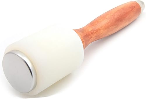 Martillo profesional para tallar cuero, mazo de cuero, maul de cuero, cabeza de nailon con mango de agarre de cuero, herramientas de cuero para
