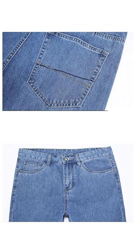 Men's Winter Jeans Cotton Denim Pants Business Casual Loose Straight Long Trousers Warm Large Size4