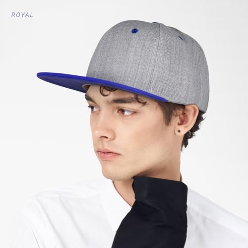 Image of CHOK.LIDS Classic Snapback Flat Bill Hat Blank Adjustable Baseball Cap | Structured high crown, flat visor, blank front for customization, adjustable snap closure, trendy everyday style