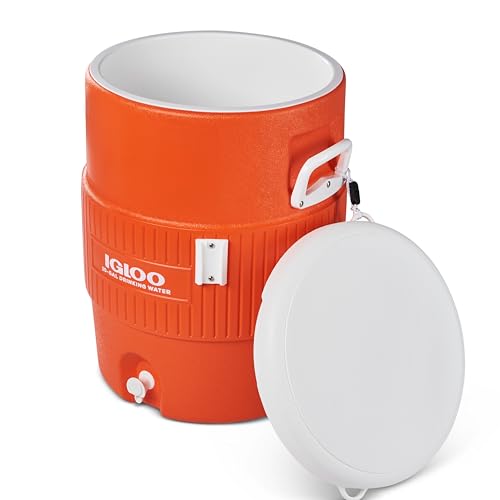 Igloo 10 Gallon Portable Sports Cooler Water Beverage Dispenser with Flat Seat Lid, Insulated Beverage Dispenser, Orange/White - image 7