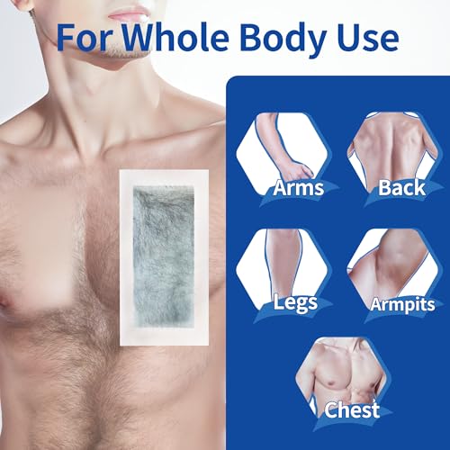 Beauty7 Men Wax Strips for Body, Ready to Use Waxing Strips, Facial Hair Removal Wax, Legs Arms Chest At Home Waxing Kit, 20 Waxing Strip 4 Calming Oil Wipes