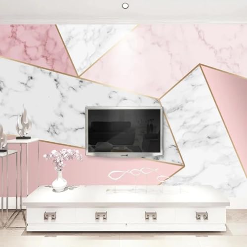 Papier peint autocollant 3D marbre rose pour masquer les défauts du mur
