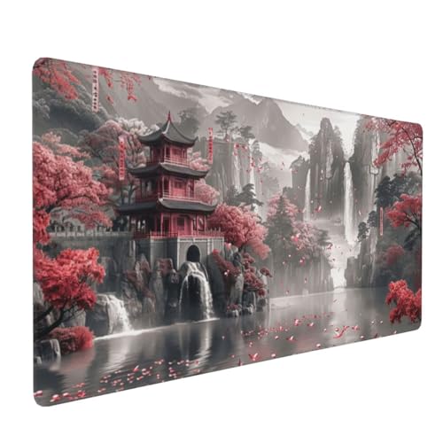 Tapis de Souris 120x60 cm Grand Tapis Souris XXL, Pays des Merveilles Tapis de Souris Bureau Gamer, à Bords Cousus, Base en Caoutchouc Antidérapante, sous Main pour Clavier et Souris Decor E-996