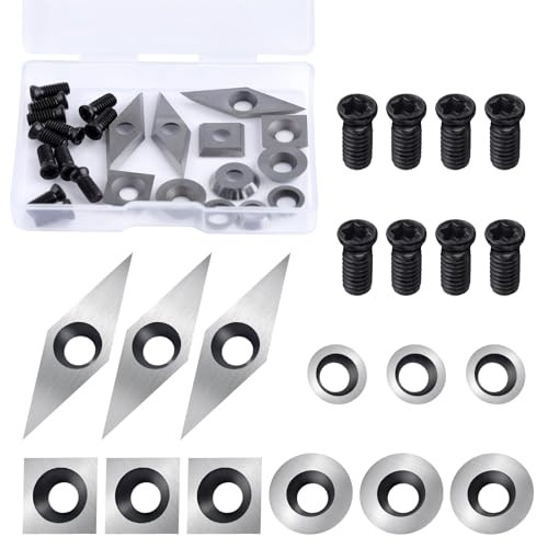 SPEEDWOX 12 Pieces Tungsten Carbide Cutters Inserts Set for Wood Lathe Turning Tools Include 11mm Square with Radius,12mm and 8.9mm Round,31mm 10mm Diamond with Sharp Point, 12 Pieces Screws 1 SPEEDWOX 12 Pieces Tungsten Carbide Cutters Inserts Set for Wood Lathe Turning Tools Include 11mm Square with Radius,12mm and 8.9mm Round,31mm 10mm Diamond with Sharp Point, 12 Pieces Screws