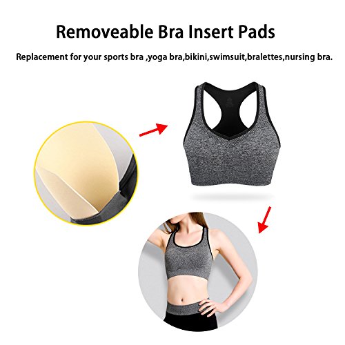 3 Pairs Removeable Push up Triangle Bra Pads Inserts,Replacement Pad for Bikinis Top Sport Bra Swimsuit for A B C Cups-Beige4