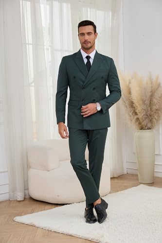 Mens 2 Piece Double Breasted Suit Men Slim Fit Jacket Pants Suit Set for Wedding Prom3