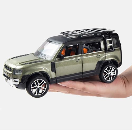 Image of Exclusive Alloy Metal Pull Back Die-Cast Car Diecast Metal Pullback Toy Car with Openable 6 Doors,Light Music Boys Gifts Toys (1:24 Land Rover Defender - Green)