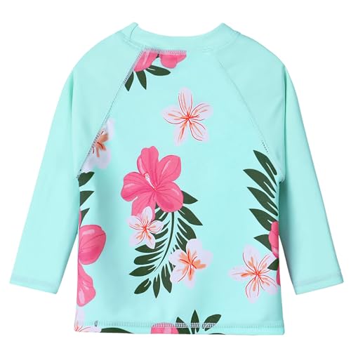 Image of XFGIRLS Girls 2-Piece Swimsuit Long Sleeve Rash Guard Set Toddler 6M-8Y | UPF 50+ blocks 98% UV, Quick-dry, Easy on /off, Bright colors stand out, Machine wash, Breathable, Beach, swim, water park