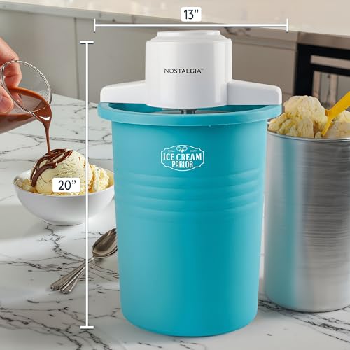 Nostalgia Electric Ice Cream Maker With 6 Qt Capacity- Ice Cream Machine Makes Frozen Yogurt or Gelato in Minutes- Ice Cream Maker with Aluminum Canister- Blue - image 9