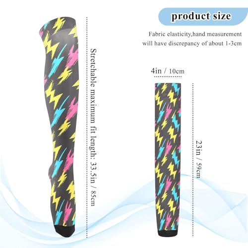 Colorful Lightning Bolt Black Thigh High Socks Long Boot Stockings Elastic Knee High Socks for Women Leg Warmers3