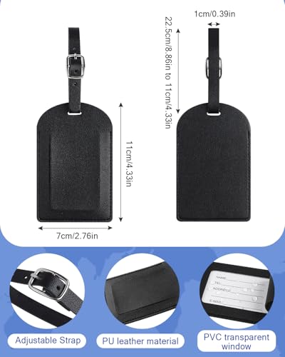 Caianwin 3 Stück Kofferanhänger, Flugreise Gepäckanhänger aus PU-Leder Wasserdichter Koffer- & Taschenanhänger Koffer Anhänger mit Adressschild Adressanhänger Koffer fur Haustiertaschen Reiserucksäcke