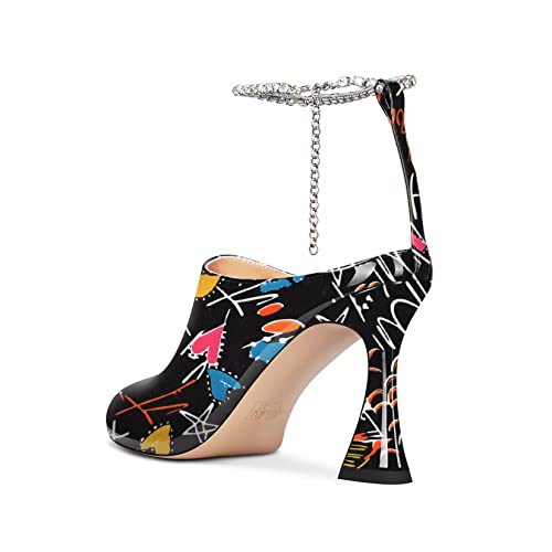 Castamere Women High Heel Round Toe Ankle Strap Pumps Rhinestone Crystal Wedding Party 3.3 Inches Heels3