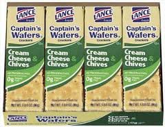 Lance Captain's Wafers - Galletas de queso crema y cebollino, 8 paquetes individuales por bandeja (paquete de 14)