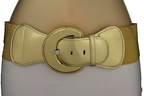 Women Fashion Belt Hip High Waist Wide Elastic Waistband Fit Size M L Gold Color2