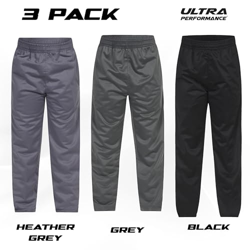 Ultra Performance 3 Pack Boys Athletic Active Sweatpants Tricot Open Bottom Track Pants for Boys2
