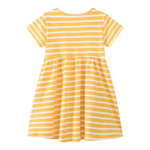 Image of HILEELANG Toddler Girl Short Sleeve Easter Dress Cotton Casual Jersey Shirt Playwear Applique Dress