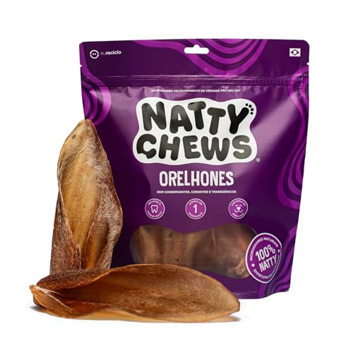 Mordedor Orelha Bovina Natural Desidratada Orelhones Natty Chews Para Cães - 3 Unidades
