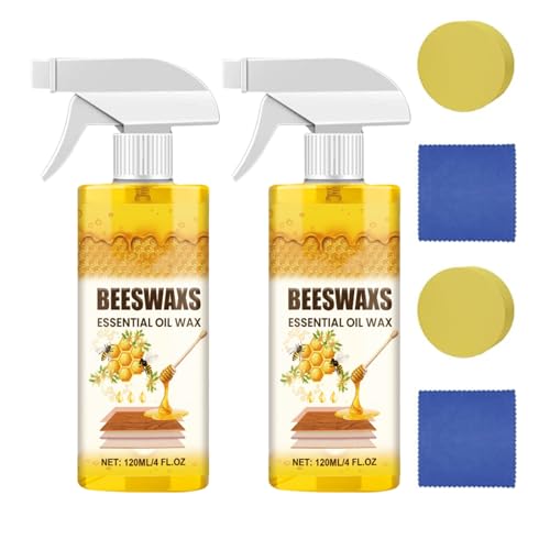 Quatrel Beeswax Wood Polish Spray,Beeswax Essential Oil Wax,Bee S Wax Polish And Cleaner,Natural Wood Polish Spray For Living Rooms,Kitchens,Wood Furniture Floors (2PCS)