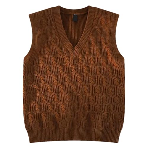 Men's Sleeveless Cable Knit Sweater Vest Soft Textured Pullover V Neck Classic Casual Warm Knitted Top