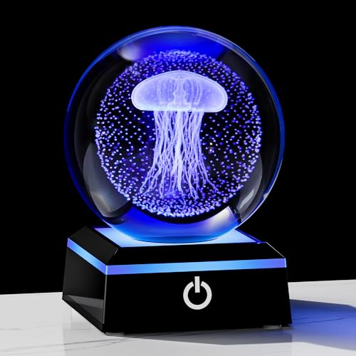 Qianwei Jellyfish Lamp for Women 3D Crystal Ball 3.14'' -