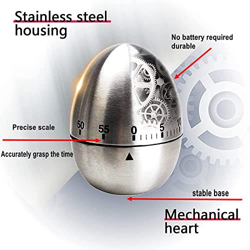 Kitchen Egg Timers For Boiling Eggs Mechanical Kitchen Timer Rotating Alarm With 60 Minutes Stainless Steel Visual Countdow Waterproof Timer For Cooking Exercise Learning Cosmetic Applications Baking #TOP1