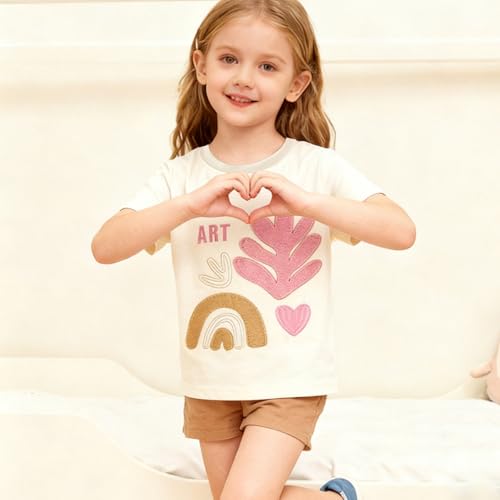 Image of Toddler Girl Short Sleeve Shirt Love Heart Top Girls 4th of July Shirts