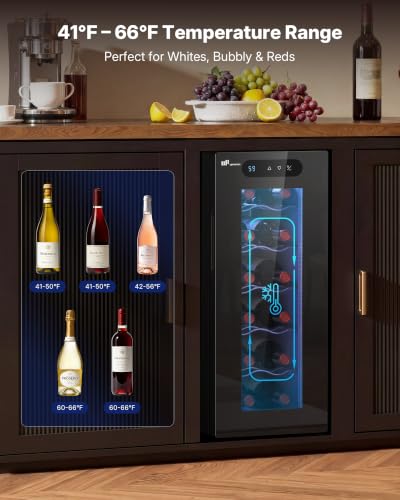 Image of Upstreman 12 Bottle Small Wine Fridge, Thermoelectric Wine Cooler