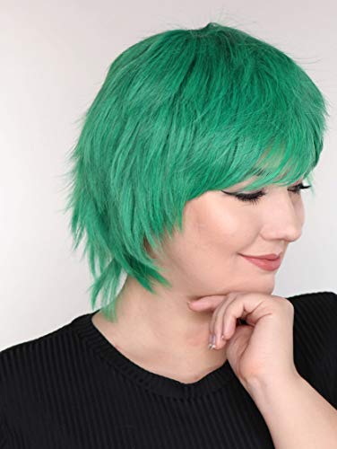 Prettyland Green Wig Short Pixie Fringed Wild Cut Frisur Straight Wig halloween Daily C140, Green C140 - Image 2