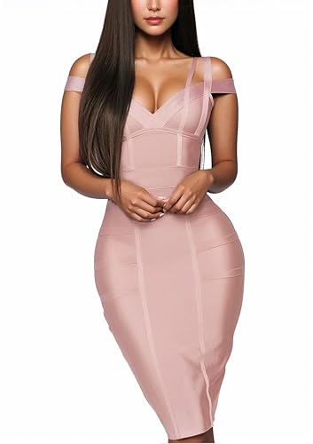 Image of Hybrid & Company Women's Elegant Bandage Dress | Stretch fabric, flattering bodycon fit, elegant silhouette, suitable for cocktail parties, events, and special occasions