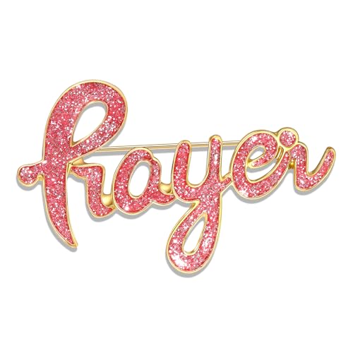 Image of Breast Cancer Awareness Pink Rhinestone Ribbon Pin - Faith Believe Women's Brooch, Survivor Lapel Pin for Cancer Month - Merchandise Accessories Decor