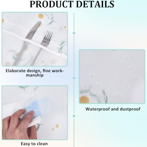 Image of CREATCABIN Refrigerator Dust Cloth PVEA Dustproof Fridge Top Cover Multi-Purpose Washing Machine Waterproof Cover with Side Storage Pockets for Kitchen Appliance Protector Daisy Flower 75 x 24 Inch