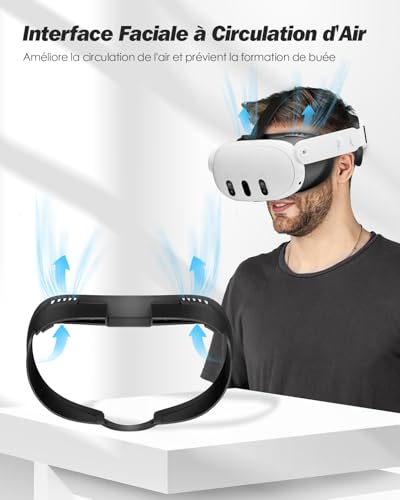 Interface faciale PU SUPERUS finitions soignées pour casque Quest 3 - 3