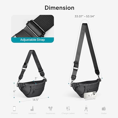Image of TOPEAST Fanny Pack for Women, Anti-Theft Travel Belt Bag Crossbody Sling Bag Purse with RFID Blocking, Small Fashion Bum Bag with Multiple Pockets for Hiking Walking Sport, Black