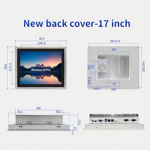 Image of Industrial All-in-One Panel PC, 10 Point Capacitive Touch Screen Computer, i5-7200U, 8GB RAM, 256GB SSD, 2xUSB3.0, HD, VGA, 5xRS232, 1xRS485, 2xLAN, Windows 10, 17 Inches